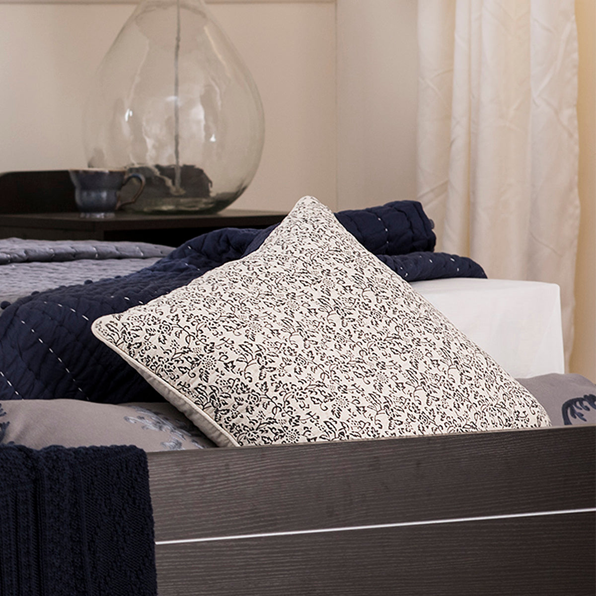 Block Printed Floral Cushion -  - IAAH