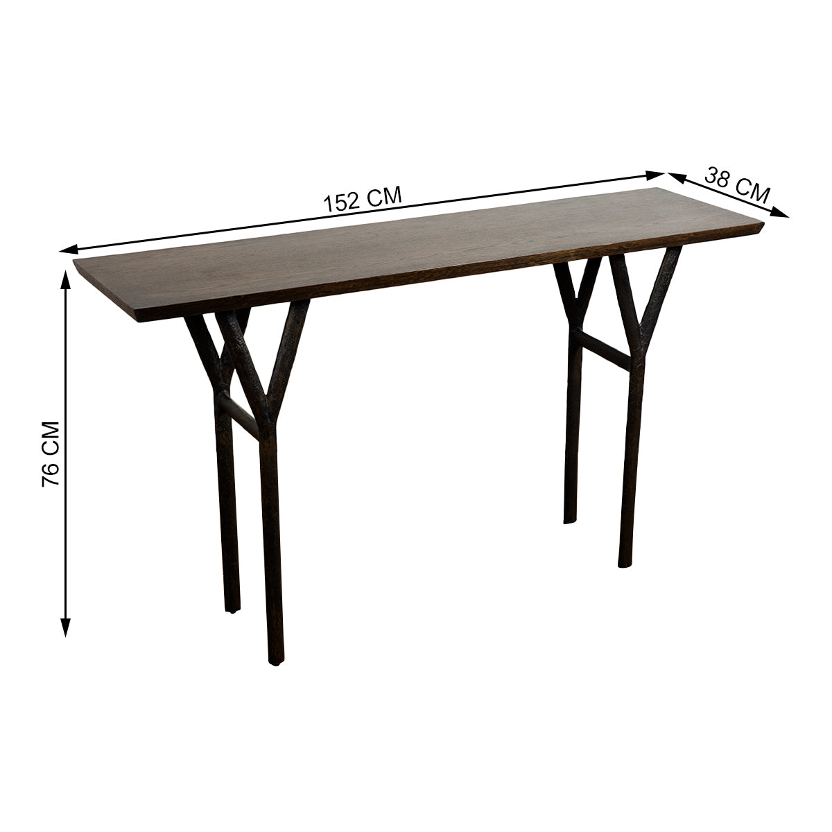 Copse Stand Copse Bronze Aluminium Oak Luxury Entryway Console Table – IAAH