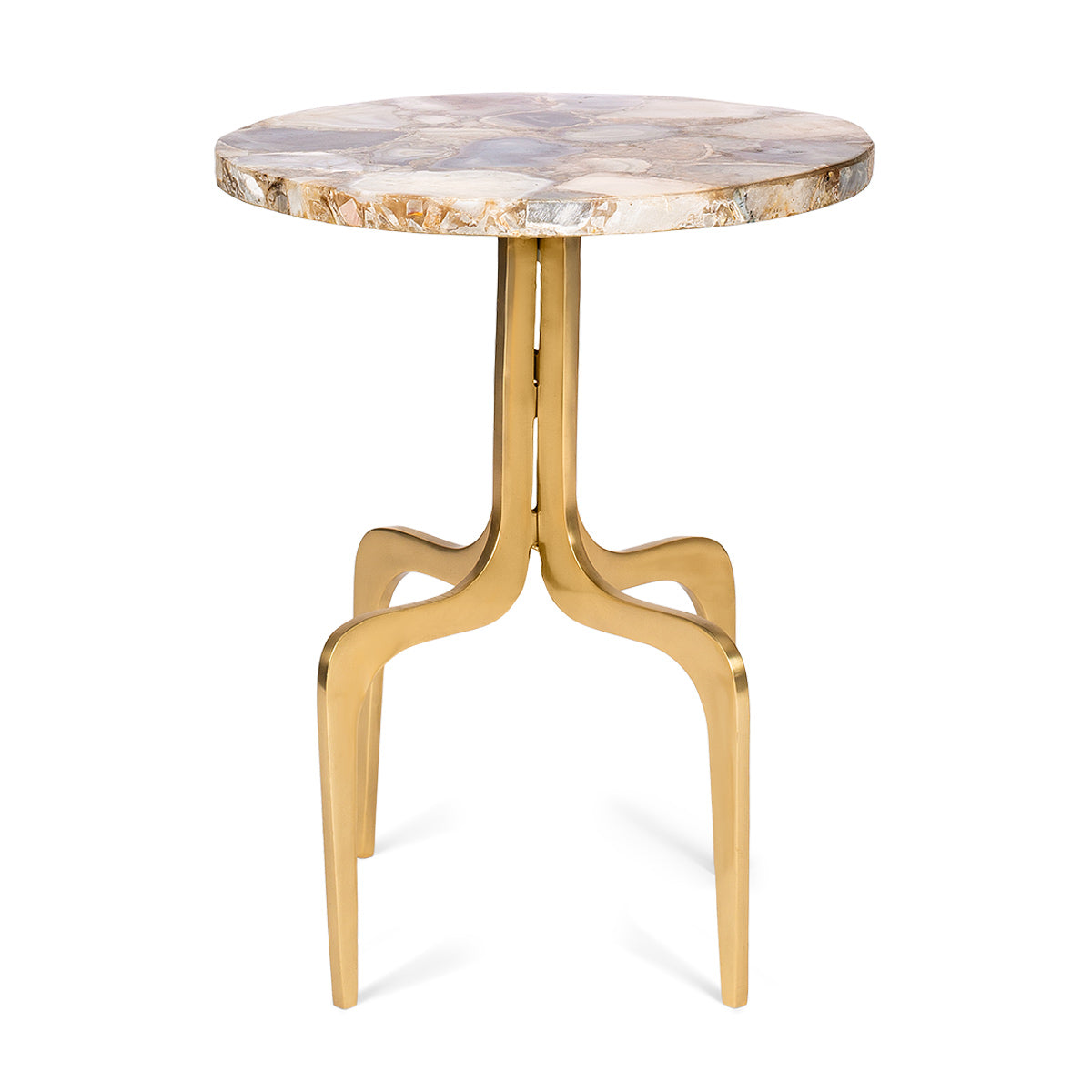 Carlo Accent Table With Round Top -  Beige - IAAH
