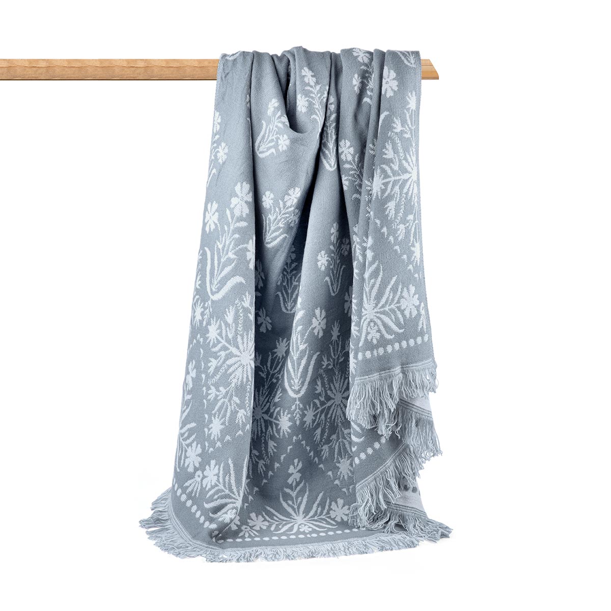 Grey Reversible Floral Throw-IAAH