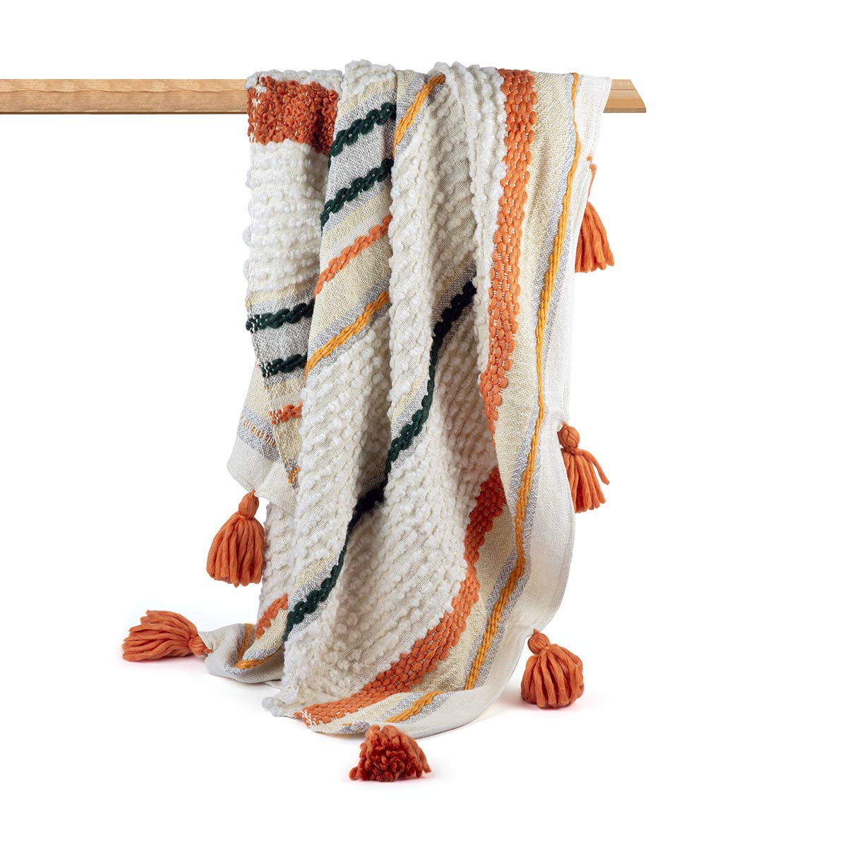Cotton Woven Striped Throw-IAAH