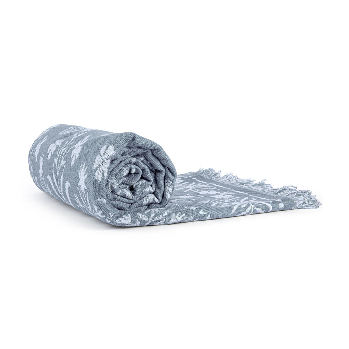 Grey Reversible Floral Throw-IAAH