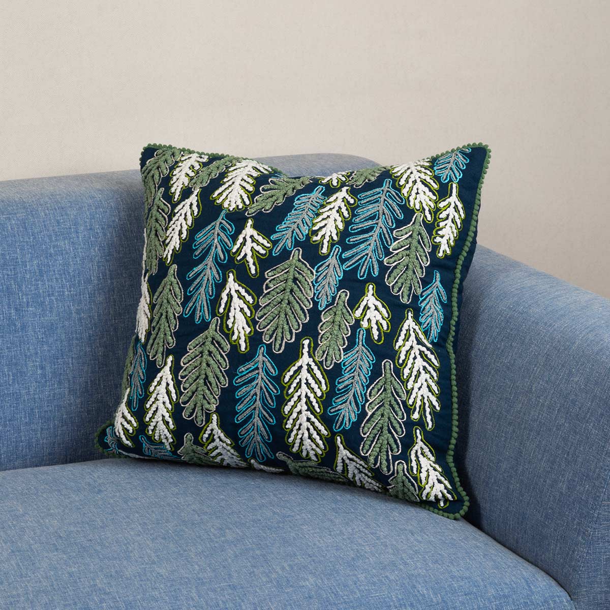 Coral Embroidered Cushion-IAAH