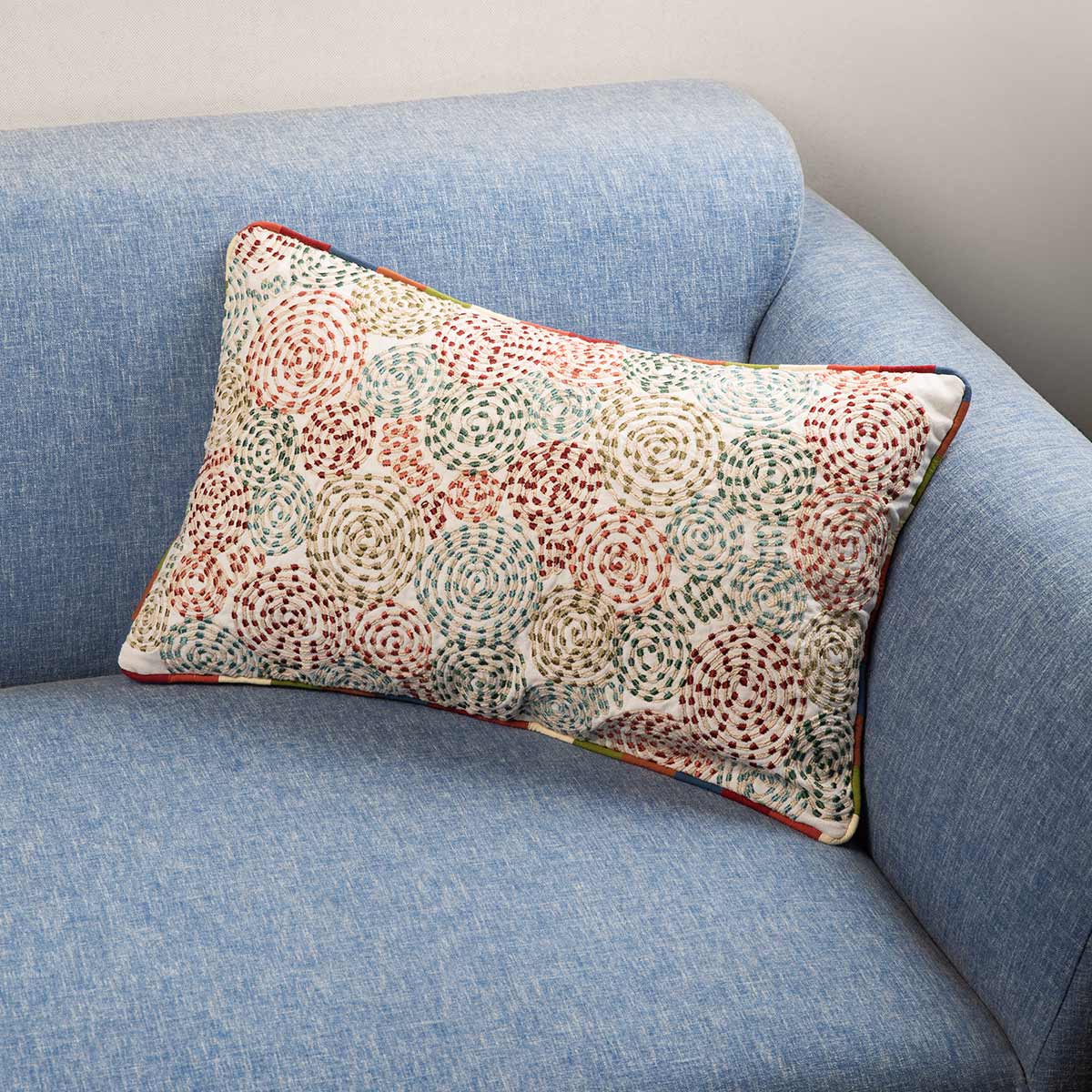 Multi-coloured Embroidered Cushion