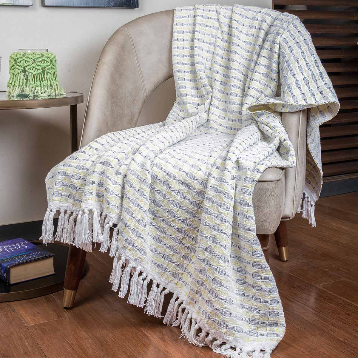 Beige Cotton Throw-IAAH