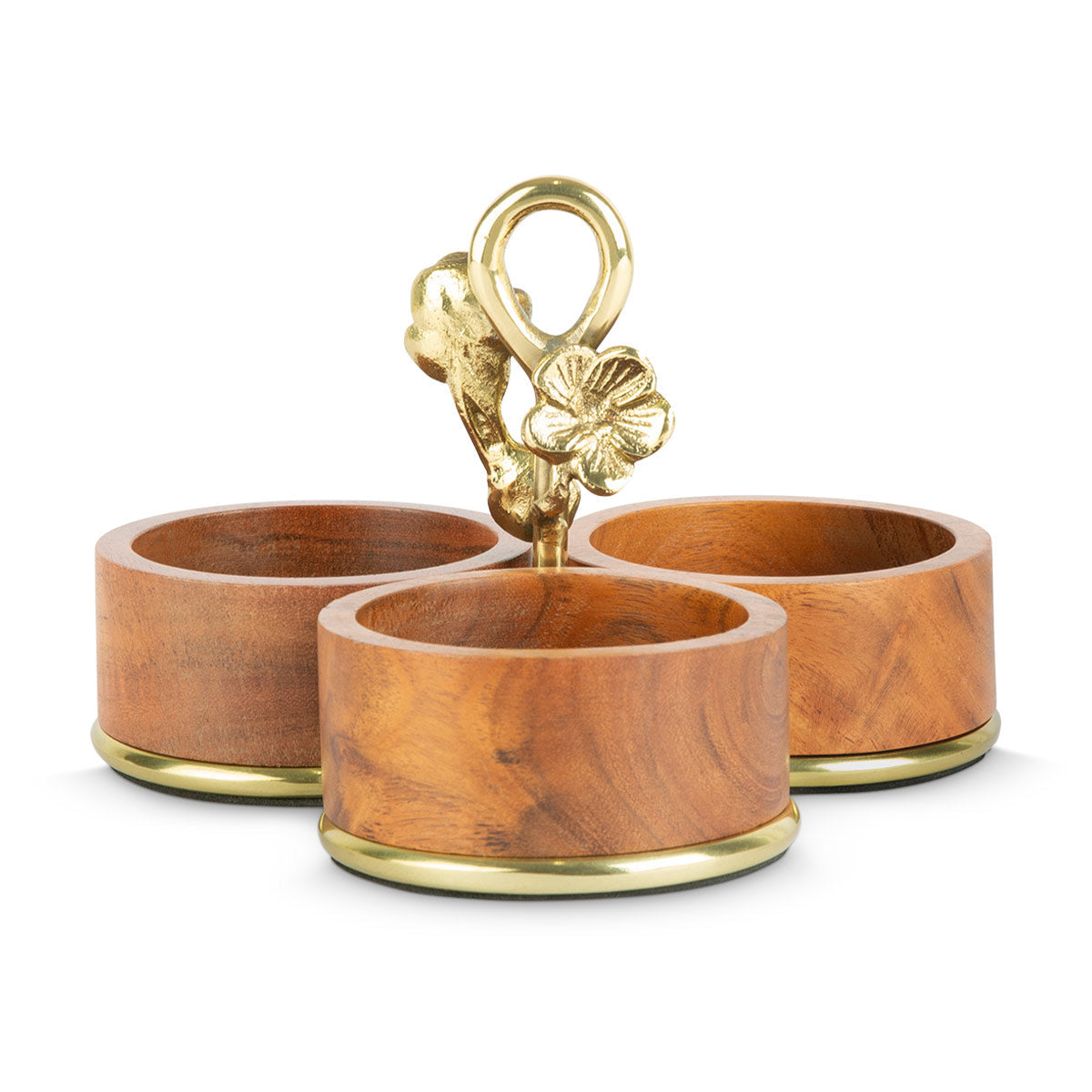 Wooden Leaf 3-bowl Stand