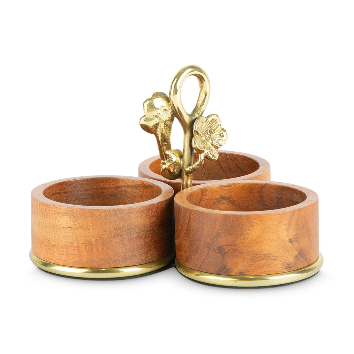 Wooden Leaf 3-bowl Stand