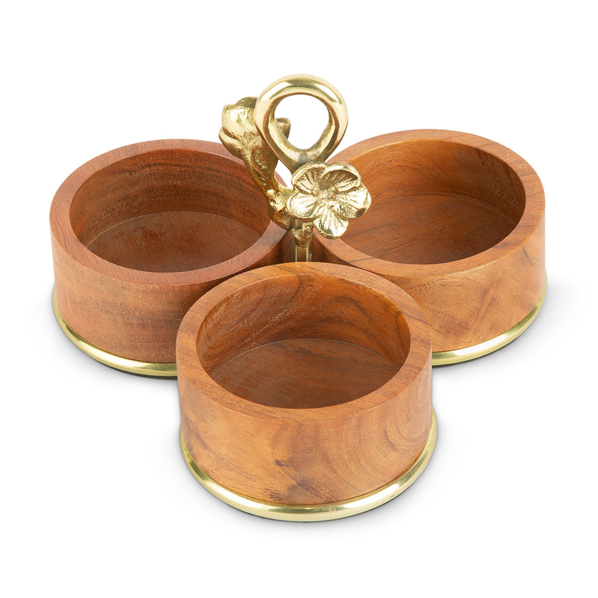 Wooden Leaf 3-bowl Stand