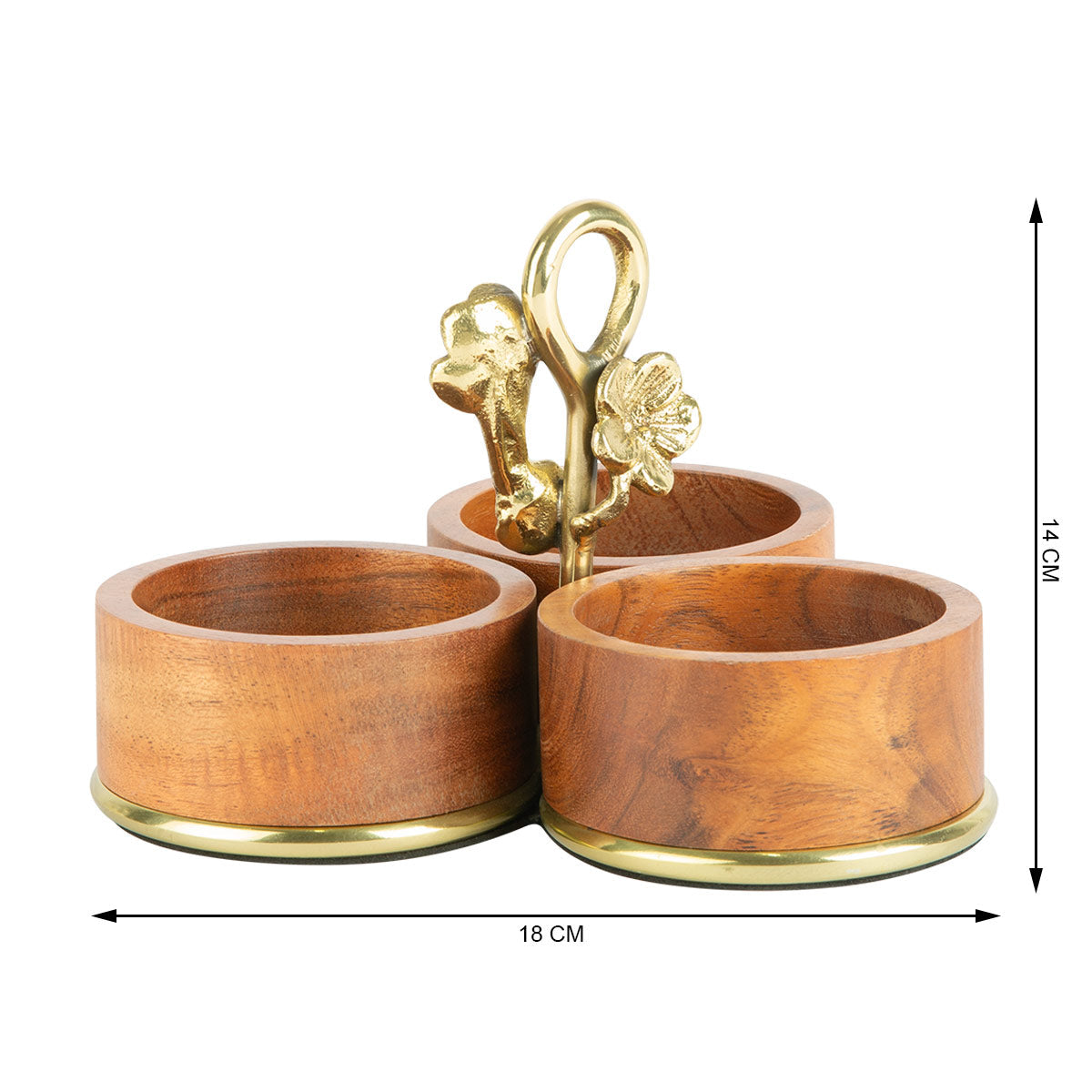 Wooden Leaf 3-bowl Stand