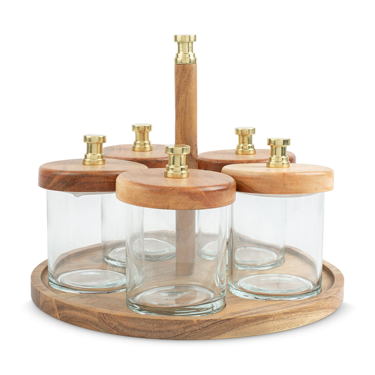 Wooden Lid Condiment Jar Set