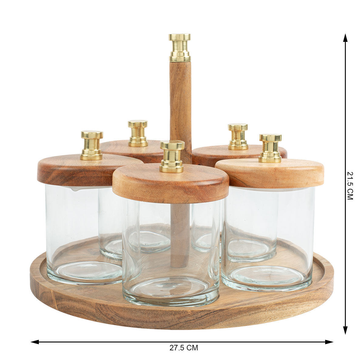 Wooden Lid Condiment Jar Set