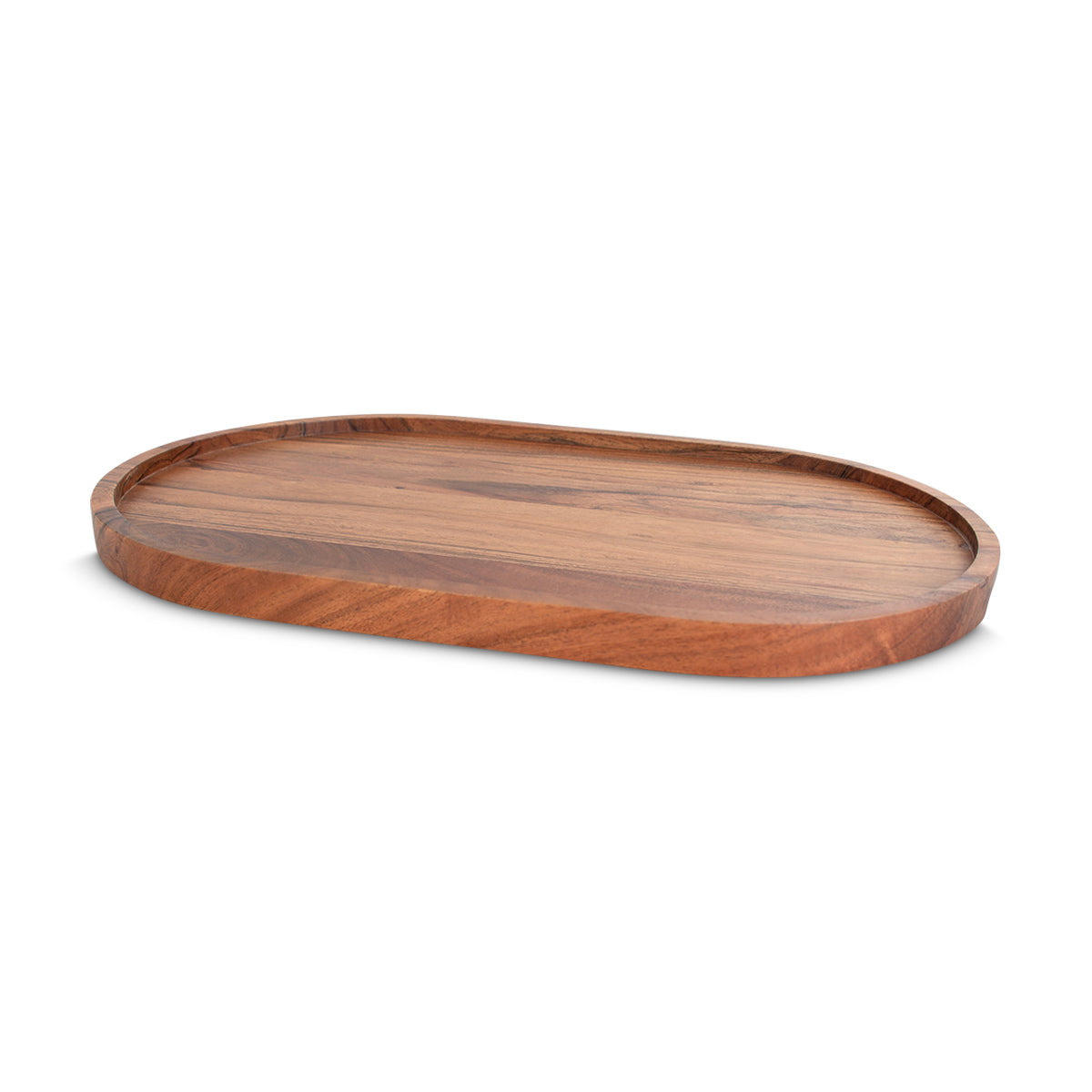 Chic Ellipse Acacia Wood Tray for Serving & Decor - IAAH