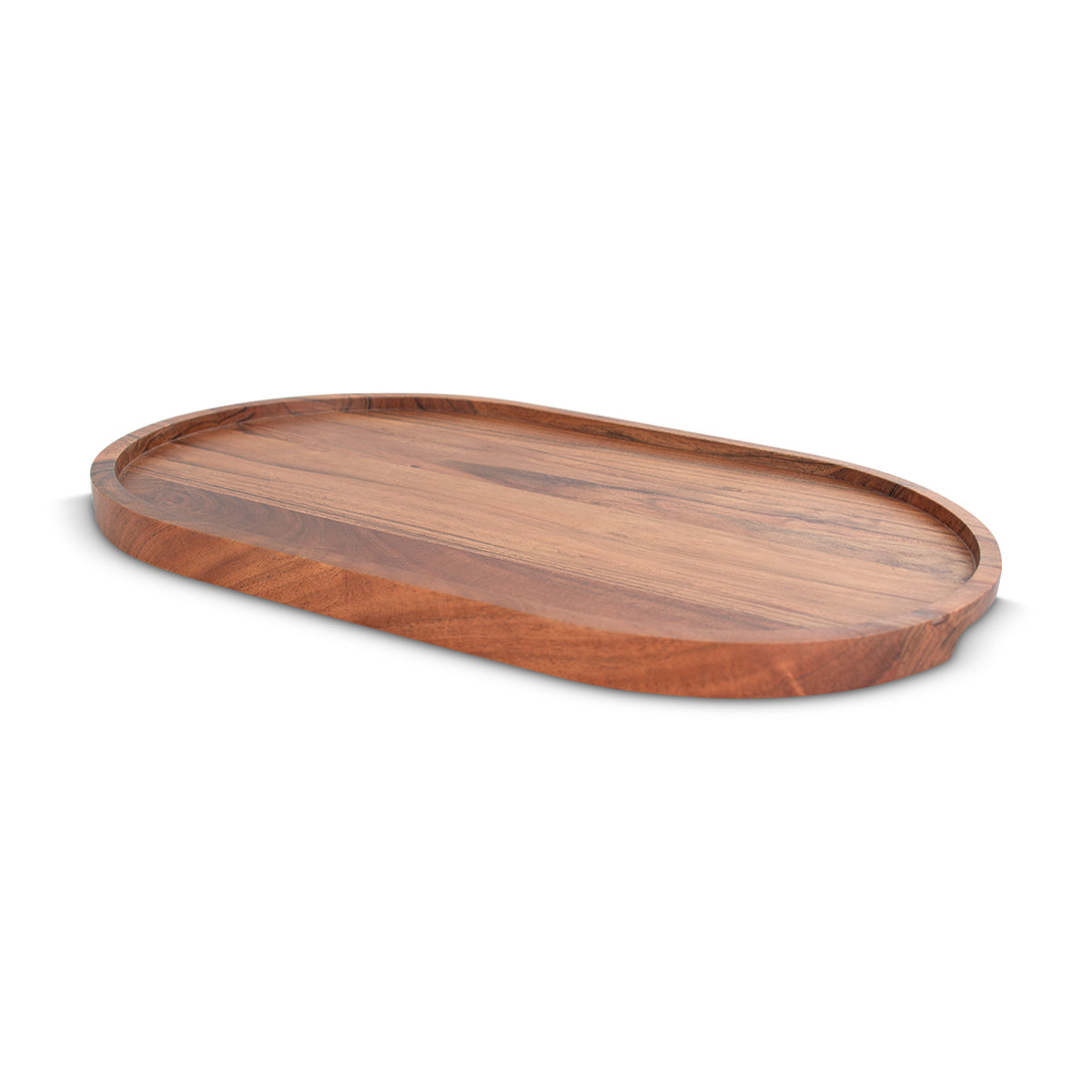 Chic Ellipse Acacia Wood Tray for Serving & Decor - IAAH
