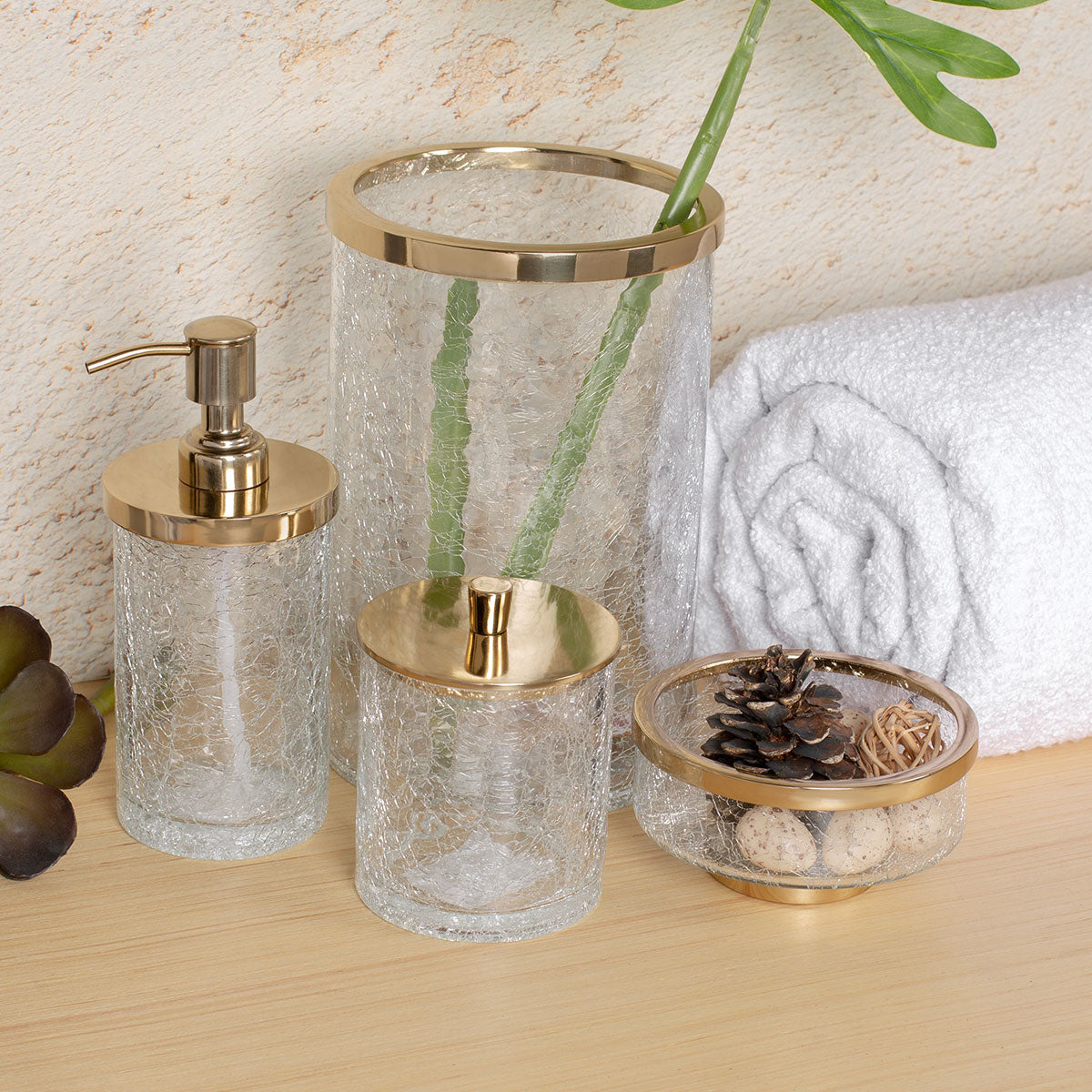 Crackle Glass Storage Jar