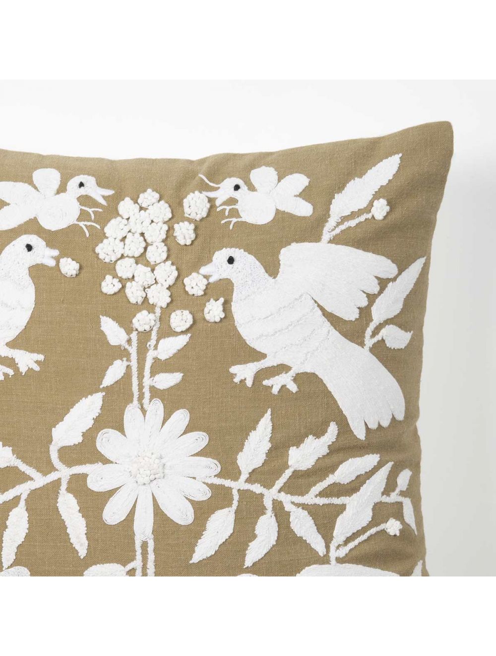 Lush Olive Embroidered Cushion