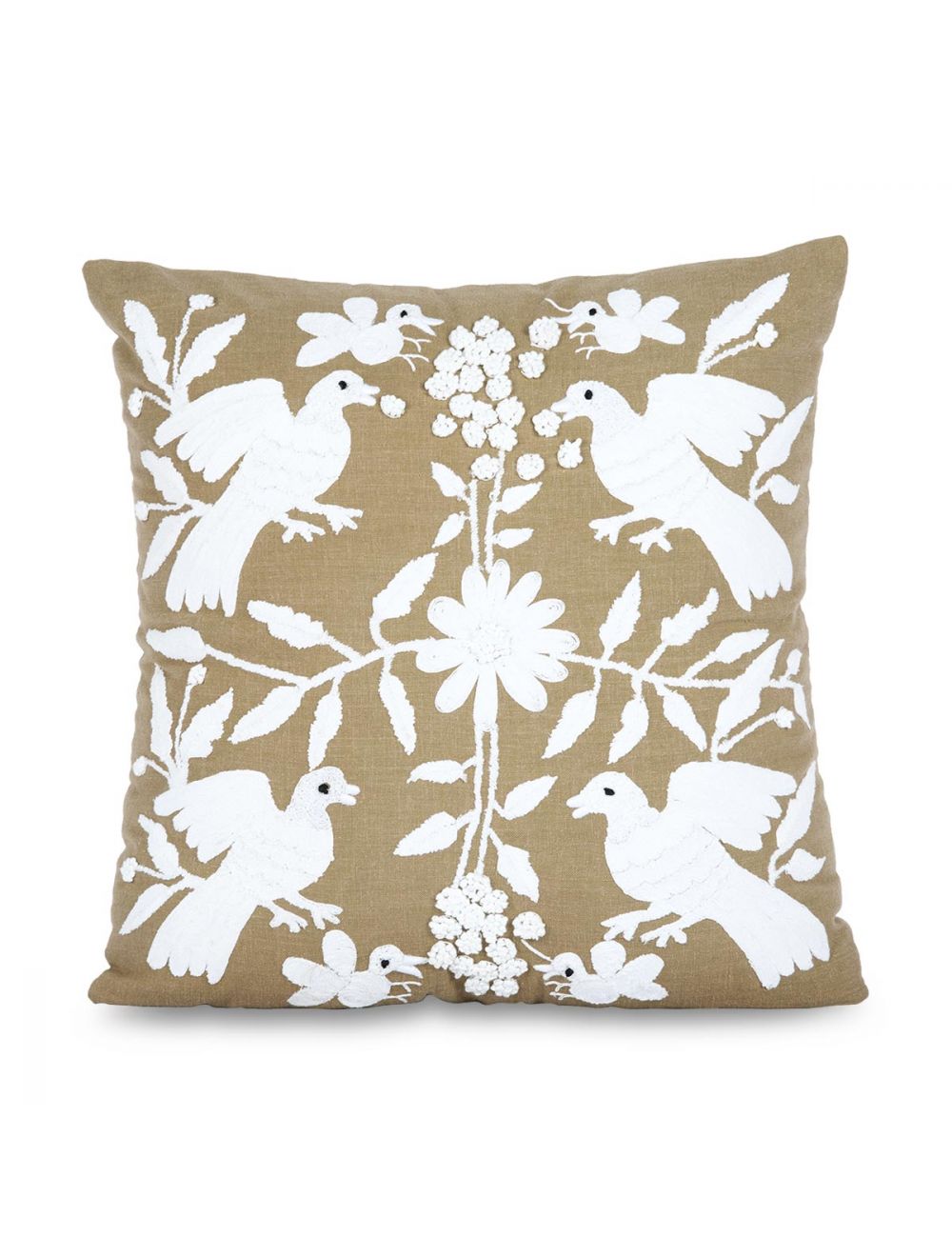 Lush Olive Embroidered Cushion