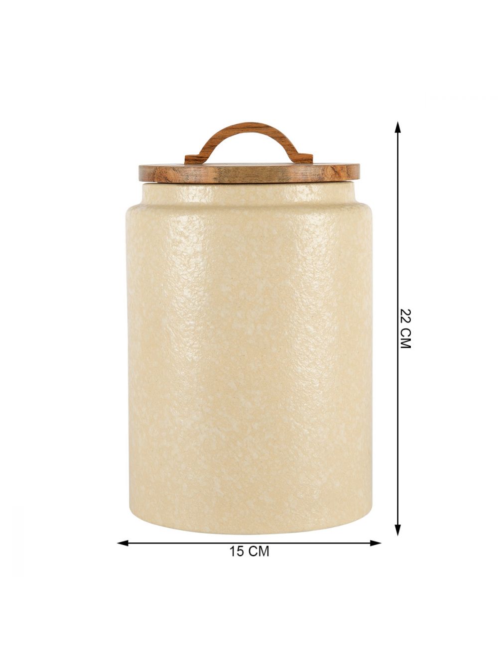 Ceramic Canister With Wooden Lid-IAAH