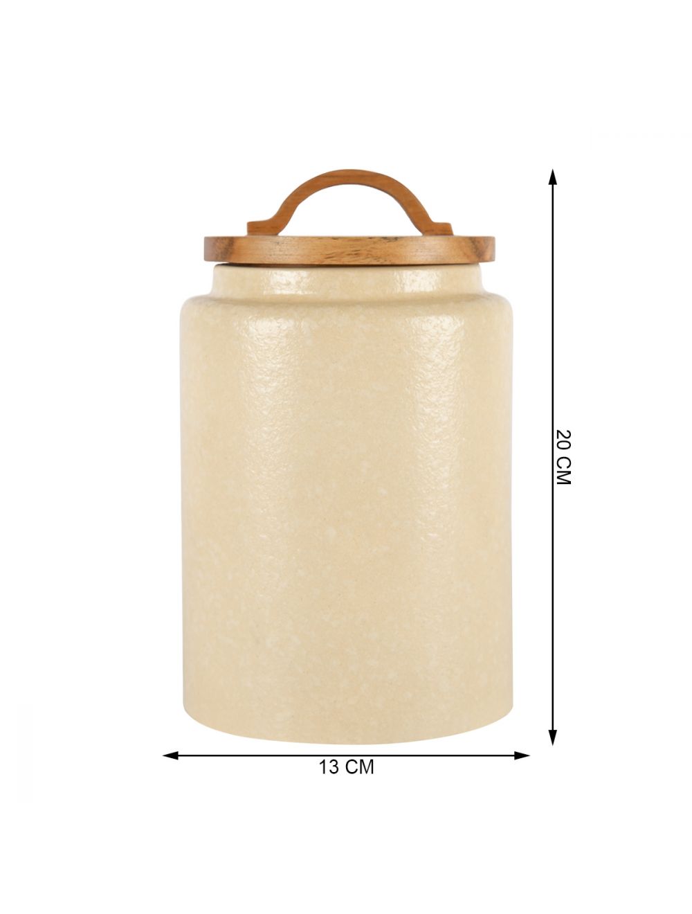 Ceramic Canister With Wooden Lid-IAAH
