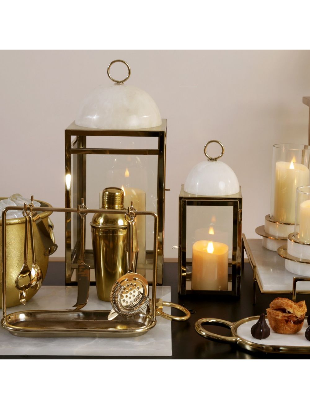 Moksha Marble Dome Gold Lantern