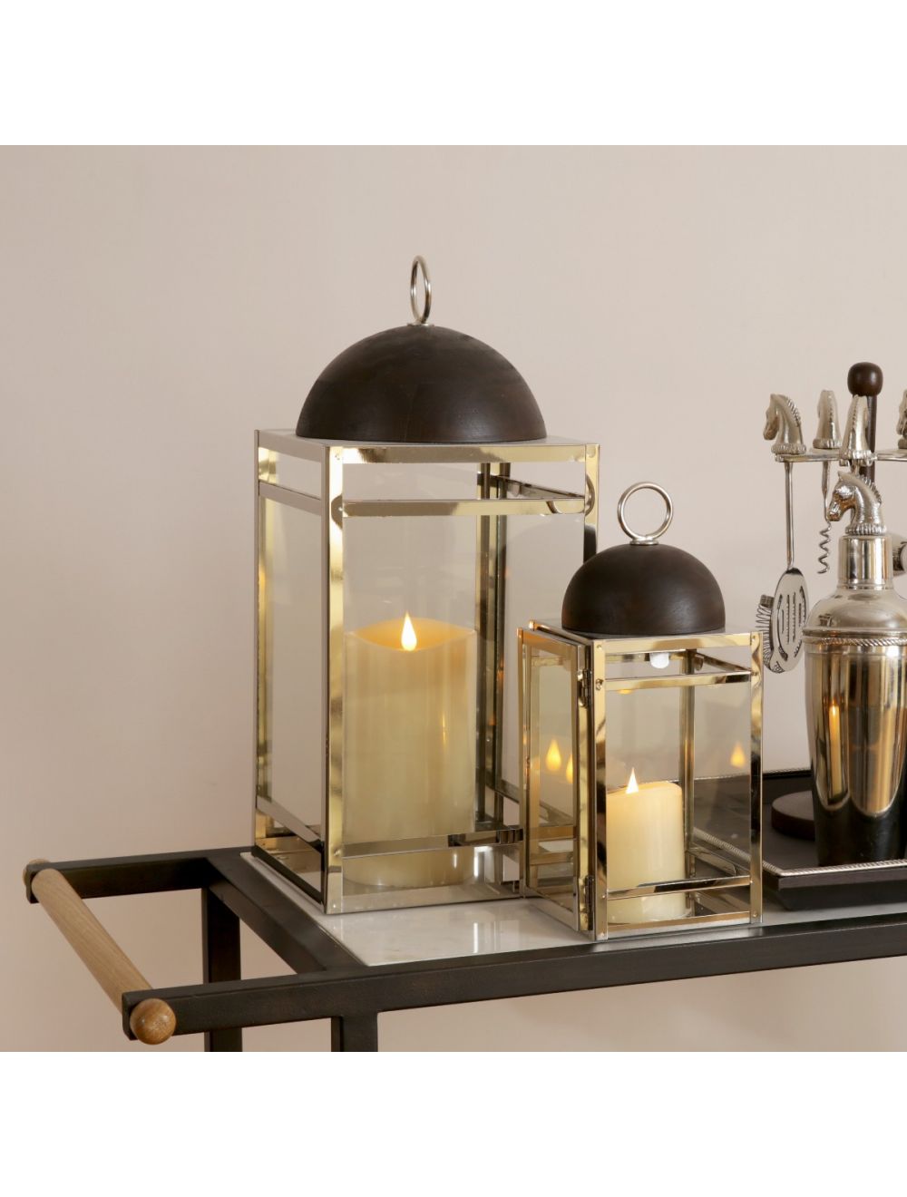 Moksha Wooden Dome Silver Lantern