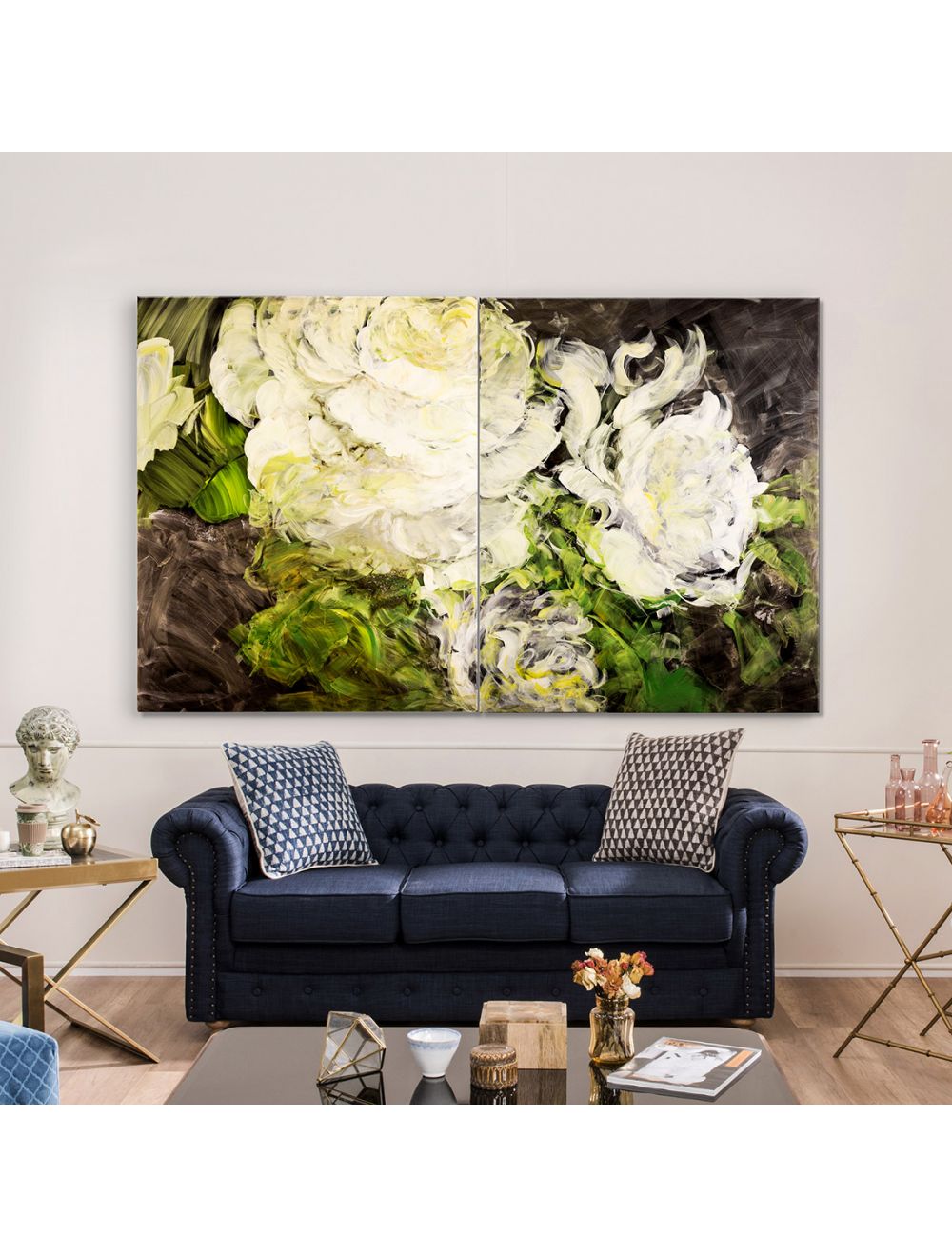 Delicate Flowers Hand Painted Wall Panel-IAAH