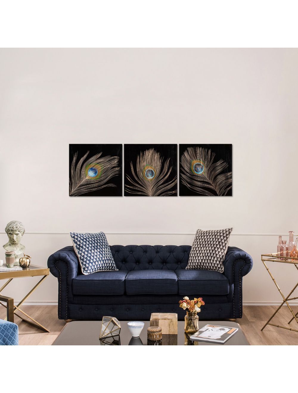 Royal Peacock Hand Painted Wall Panel I