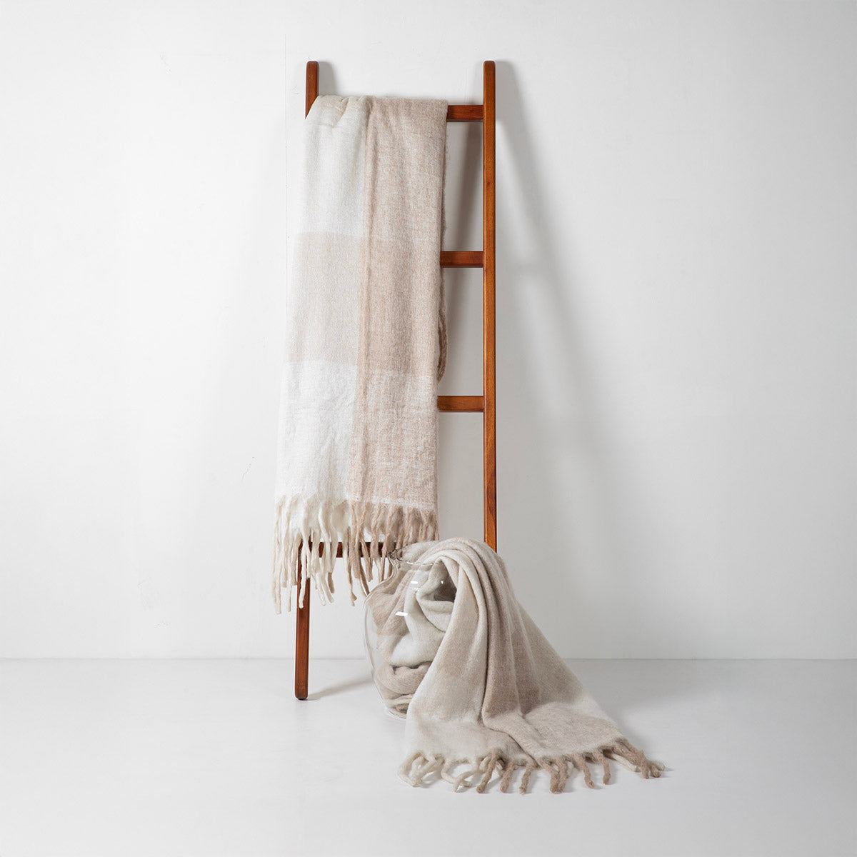 Raised Throw Natural Wool Mix Textured Living Room Blanket – IAAH