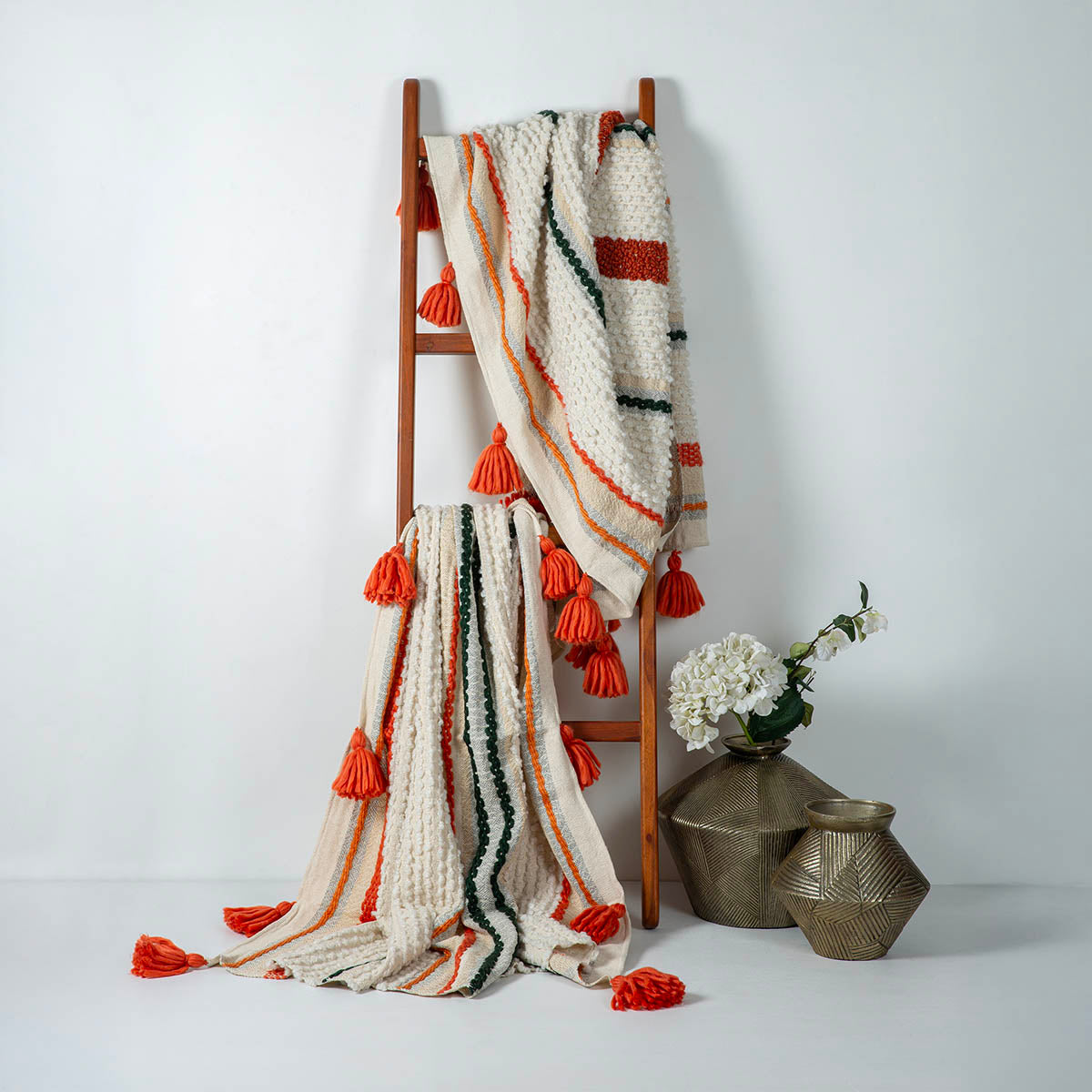 Beautify your space with our 'Cotton Woven Striped Throw – IAAH