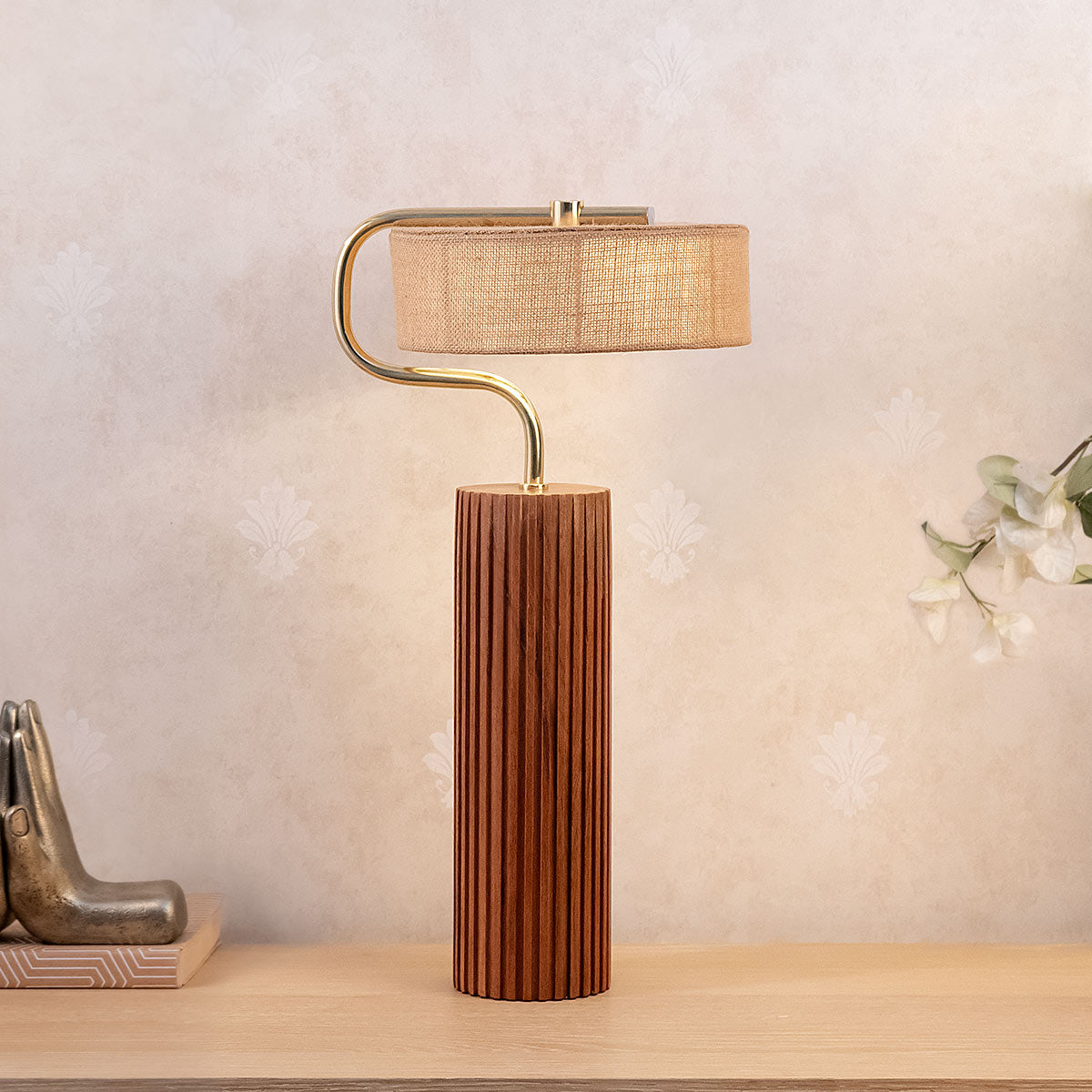 Wooden Cylinder Table Lamp