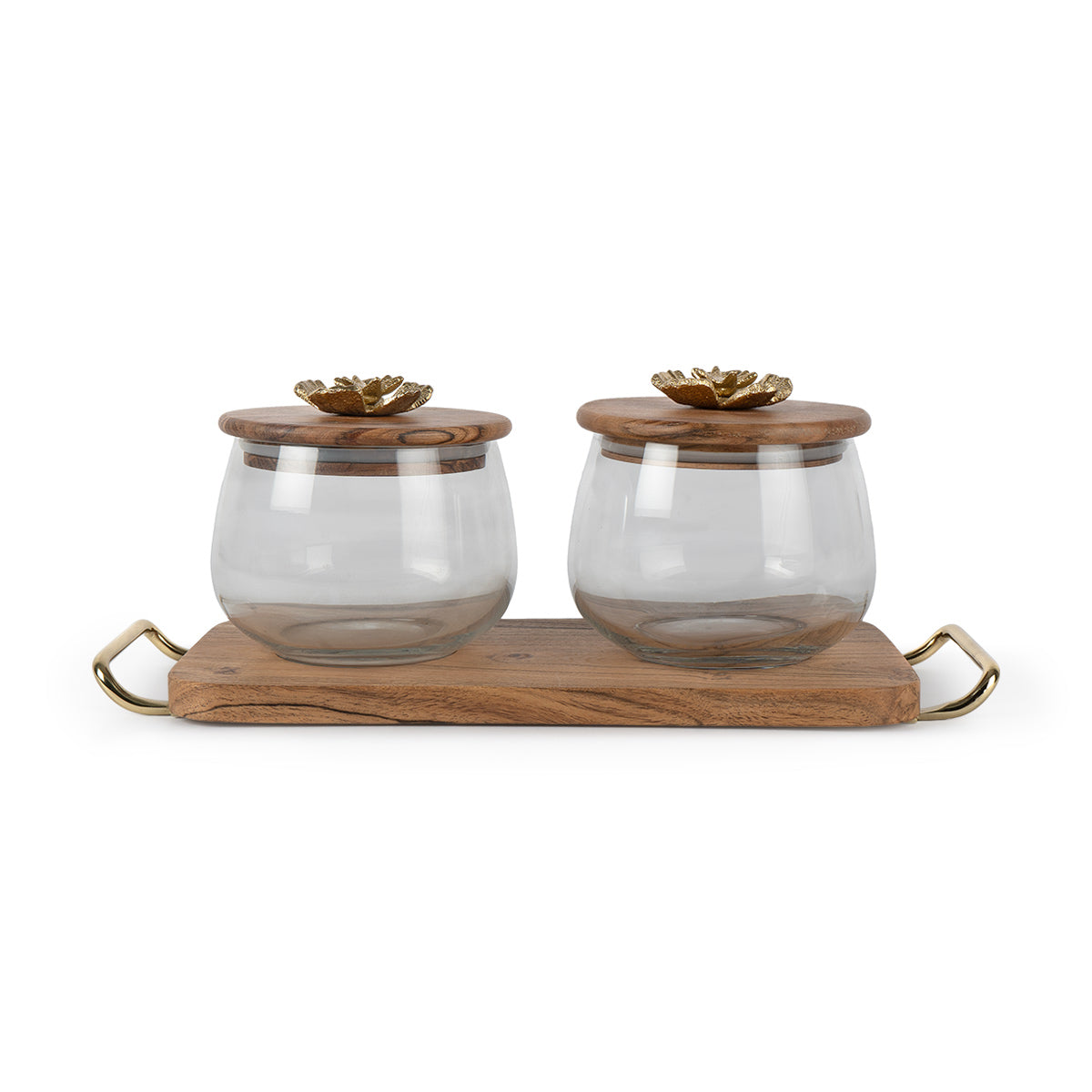 Glass Jars with Wooden Stand -  - IAAH