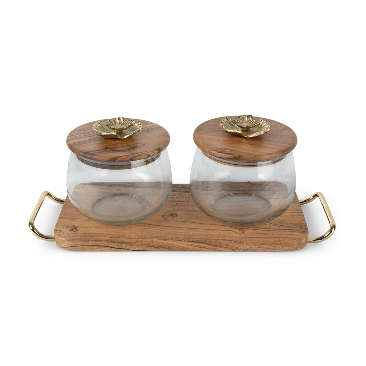 Glass Jars with Wooden Stand -  - IAAH