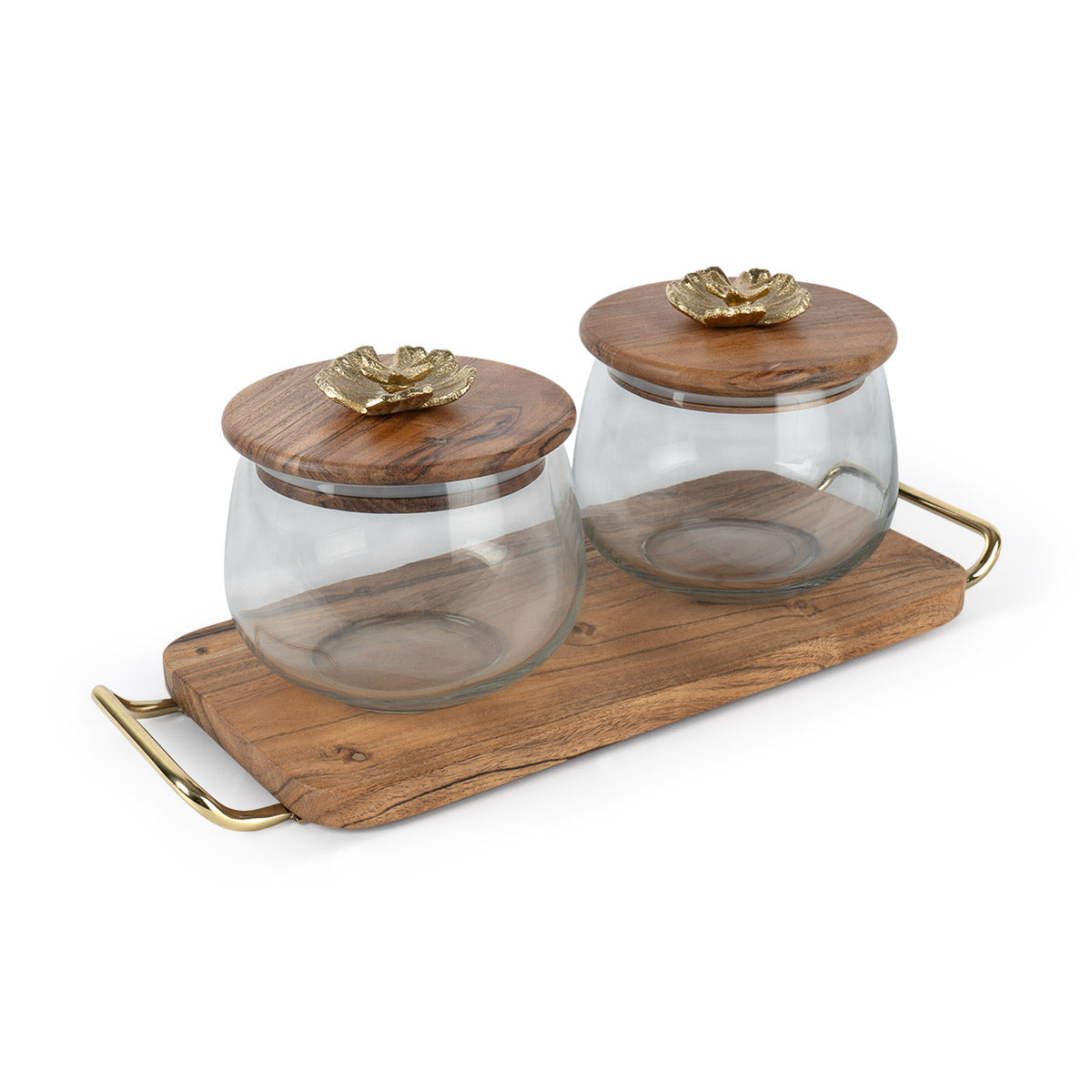 Glass Jars with Wooden Stand -  - IAAH