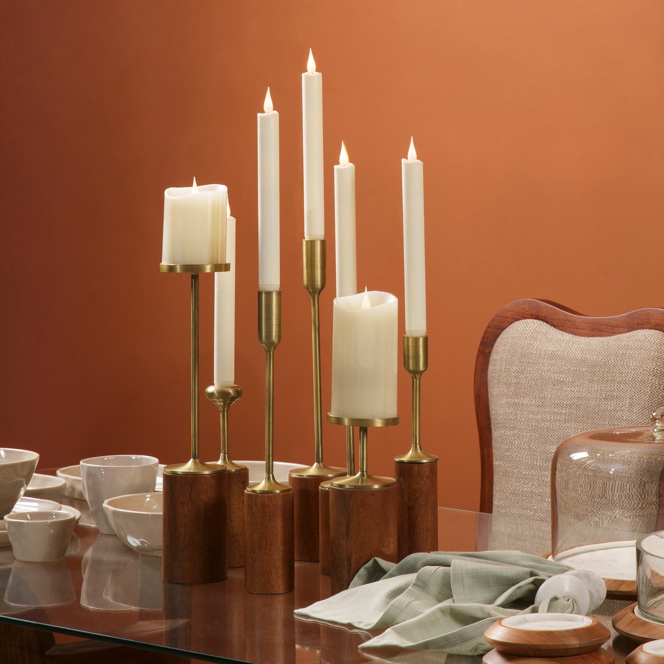 Sleek Gold Taper Candle Holder