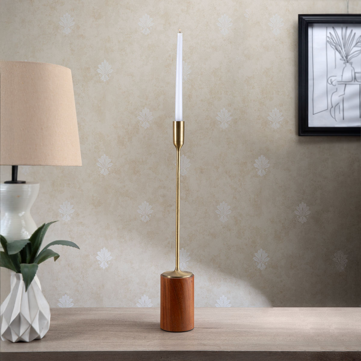 Sleek Gold Candle Holder