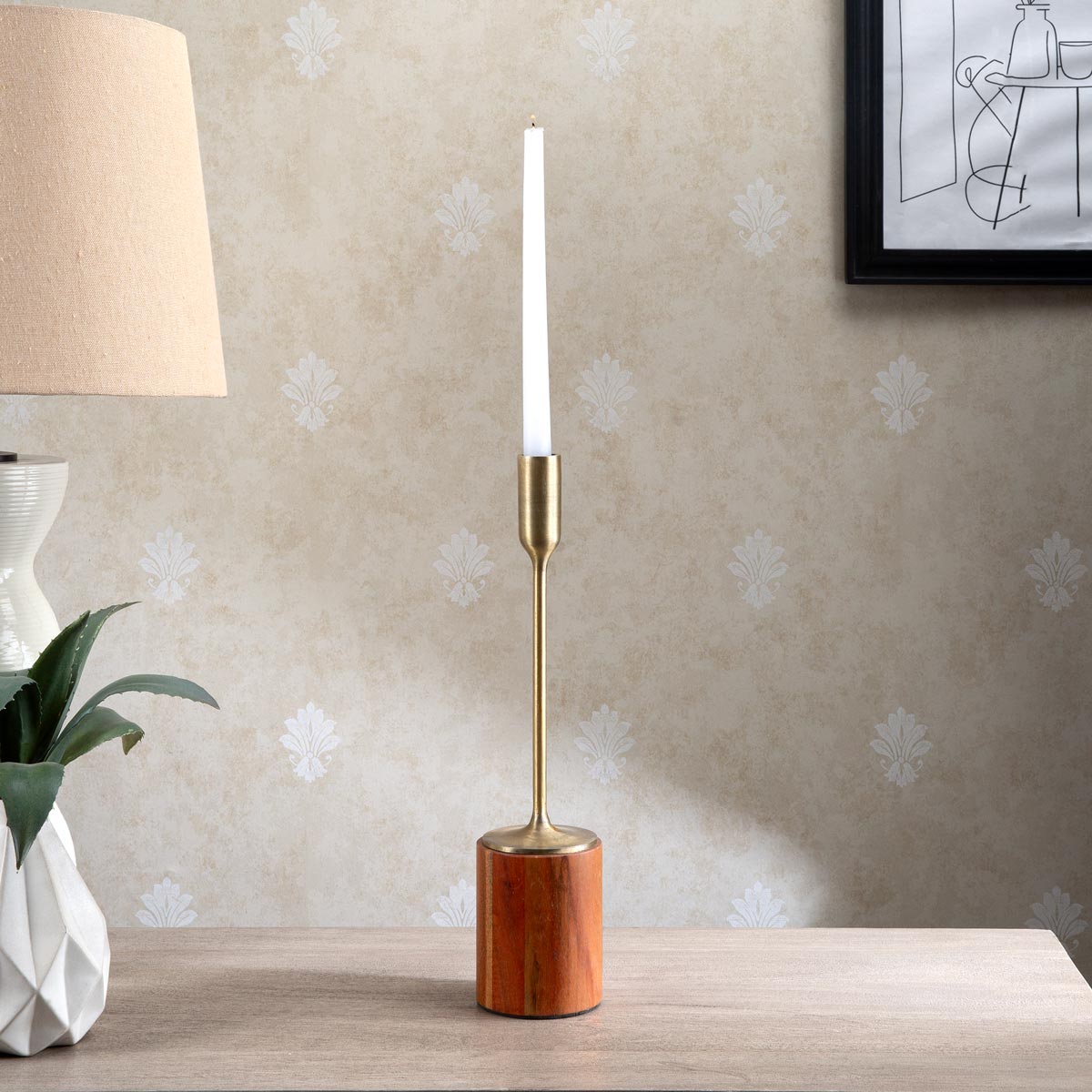 Sleek Gold Candle Holder