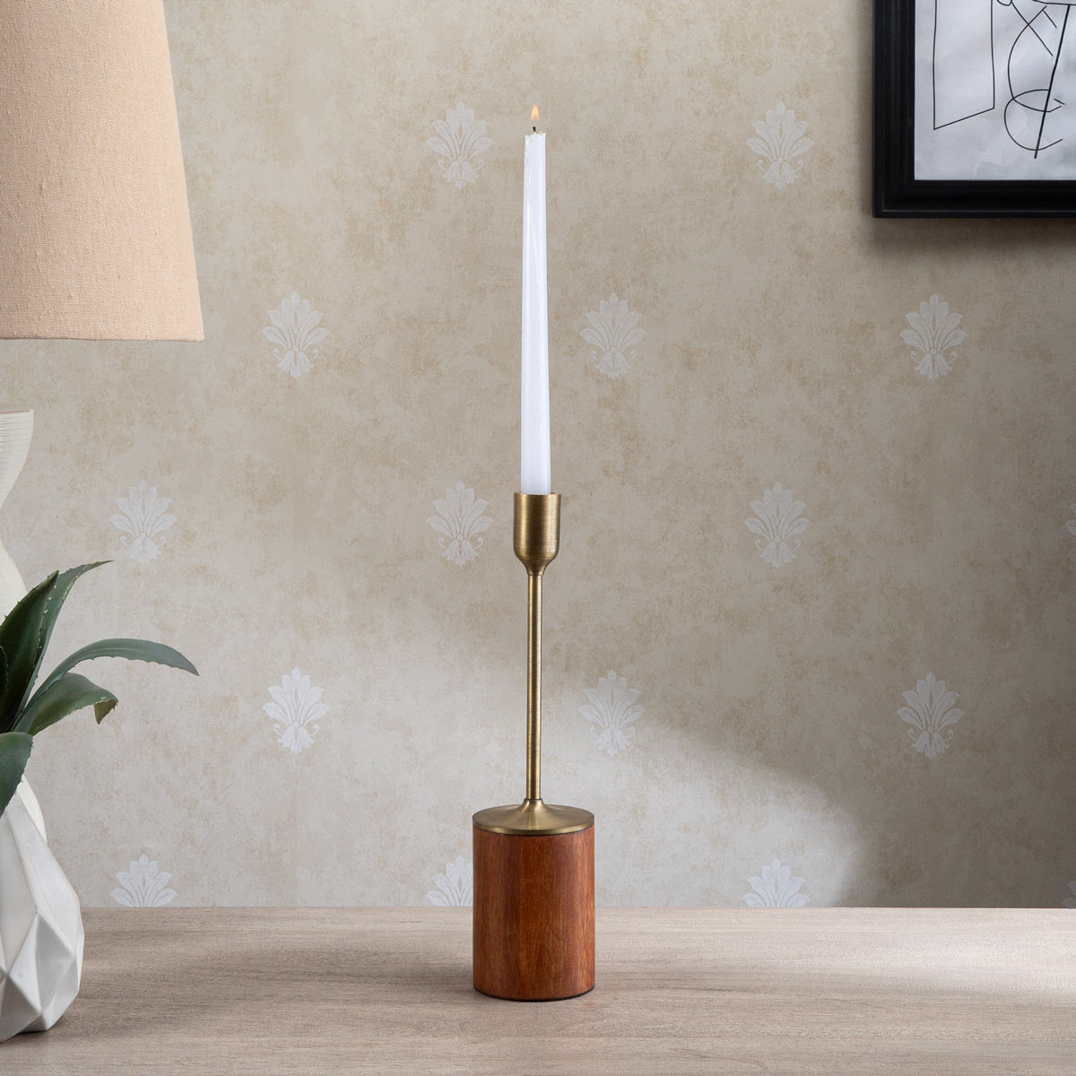Sleek Gold Candle Holder