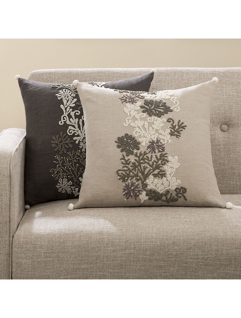 Beaded Linen Cushion-IAAH