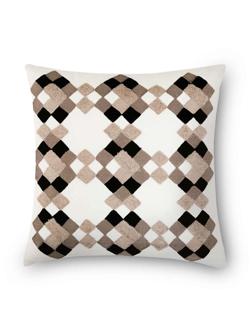 Diamond Embroidered Chequered Cushion-IAAH