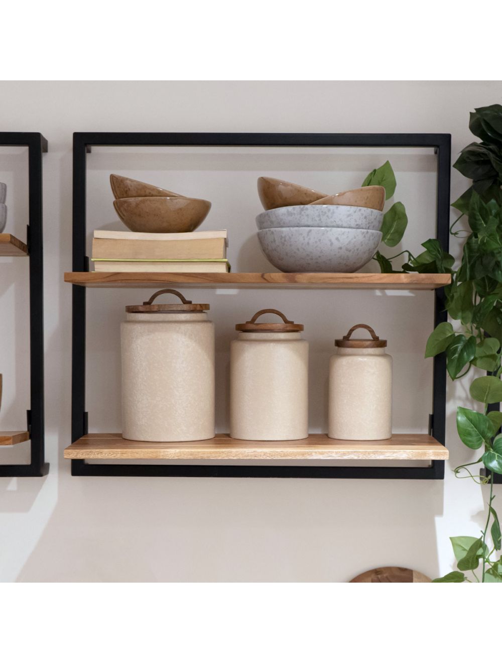 Ceramic Canister With Wooden Lid-IAAH