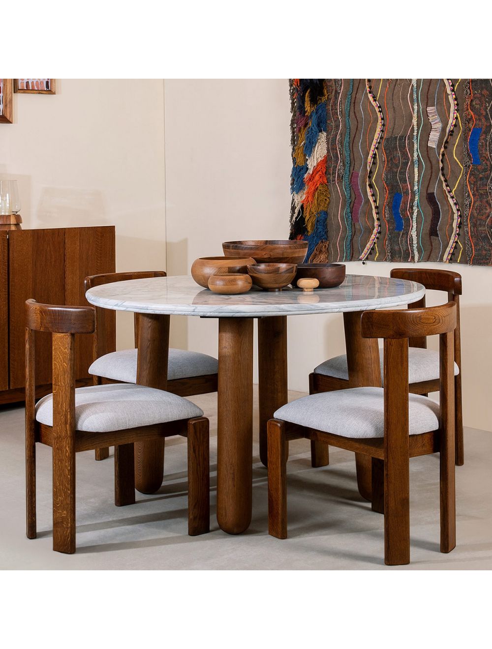 Claudet Round Marble Dining Table-IAAH