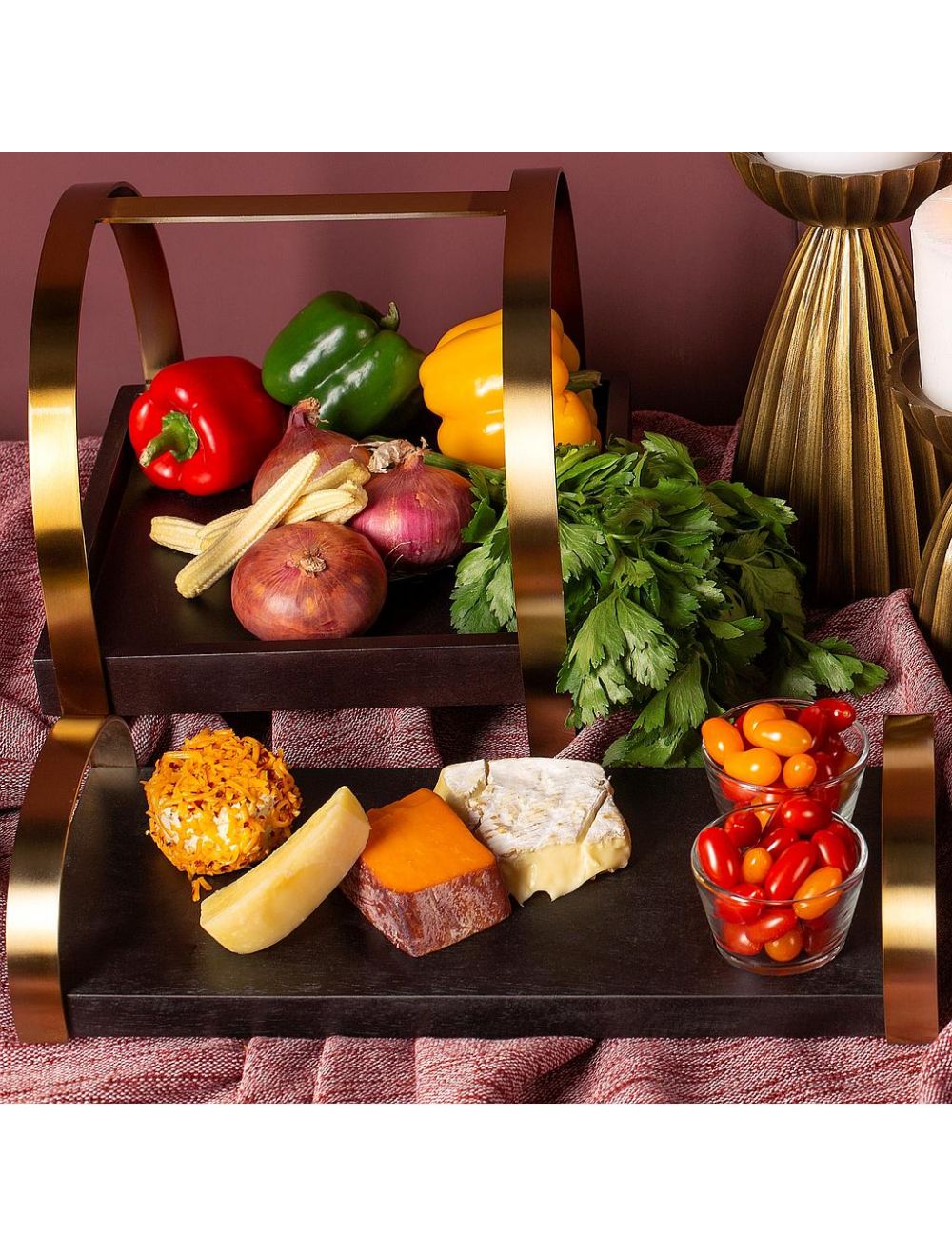 Stalwood Tray With Two Ceramic Bowls