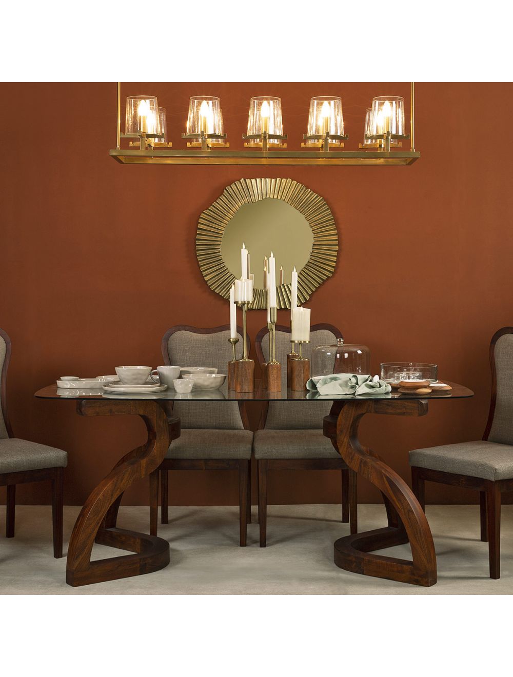 Giorgio Oblong Pedestal Dining Table-IAAH