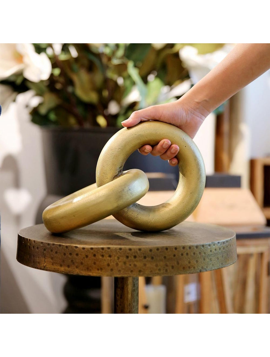 Sharon Rings Decor Object: Symbol of Unity in Antique Brass – IAAH