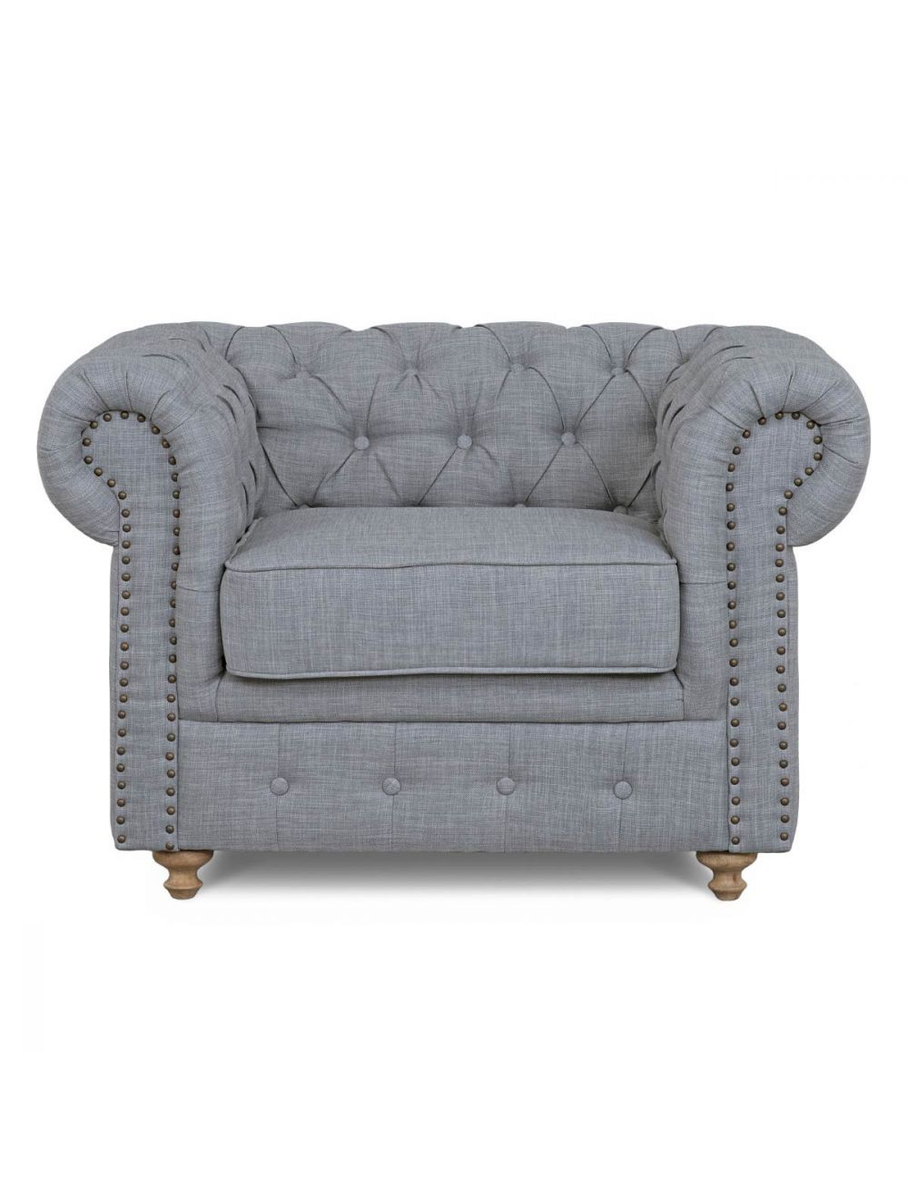 Delron Chesterfield Sofa -  Single Seater / Light Grey - IAAH